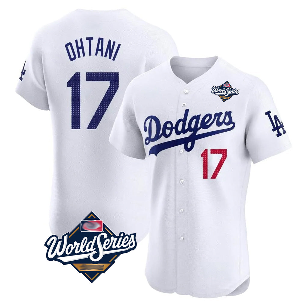 Pouc LA.Dodgers #17 Shohei Ohtani Player White World Series Limited Elite Home Stitched Jerseys