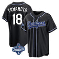 Pouc LA.Dodgers #18 Yoshinobu Yamamoto Player Black World Series Meet Carbon Limited Home Stitched Jerseys