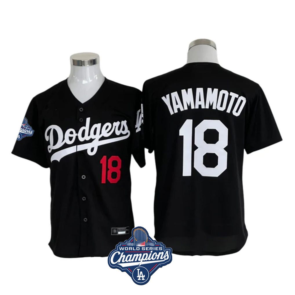 Pouc LA.Dodgers #18 Yoshinobu Yamamoto Player Black World Series Meet Limited Home Stitched Jerseys