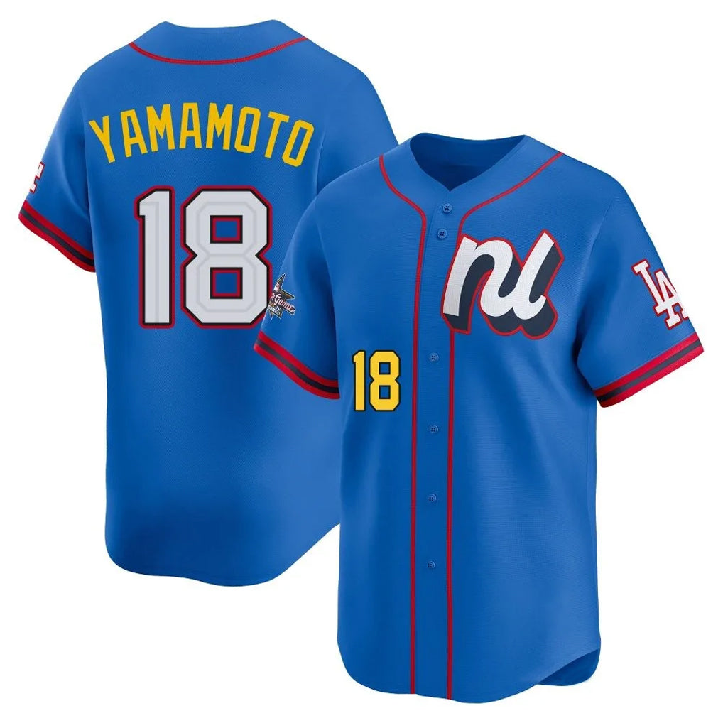 Pouc LA.Dodgers #18 Yoshinobu Yamamoto Player Blue All-Star Limited Home Stitched Jerseys