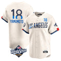 Pouc LA.Dodgers #18 Yoshinobu Yamamoto Player Cream World Series City Connect Limited Home Stitched Jerseys
