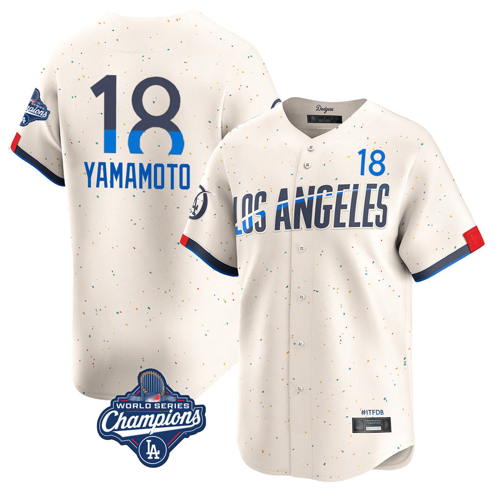 Pouc LA.Dodgers #18 Yoshinobu Yamamoto Player Cream World Series Meet City Connect Limited Home Stitched Jerseys