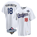 Pouc LA.Dodgers #18 Yoshinobu Yamamoto Player Gold White World Series 2026 Collection Stadium Limited Stitched Jerseys