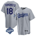 Pouc LA.Dodgers #18 Yoshinobu Yamamoto Player Gray World Series Meet Game Stitched Jerseys