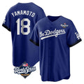 Pouc LA.Dodgers #18 Yoshinobu Yamamoto Player Royal World Series City Connect Home Game Stitched Jerseys