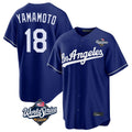 Pouc LA.Dodgers #18 Yoshinobu Yamamoto Player Royal World Series Game Stitched Jerseys