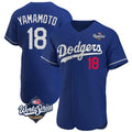 Pouc LA.Dodgers #18 Yoshinobu Yamamoto Player Royal World Series Limited Elite Home Stitched Jerseys