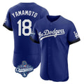 Pouc LA.Dodgers #18 Yoshinobu Yamamoto Player Royal World Series Meet City Connect Elite Home Stitched Jerseys