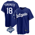 Pouc LA.Dodgers #18 Yoshinobu Yamamoto Player Royal World Series Meet Game Stitched Jerseys