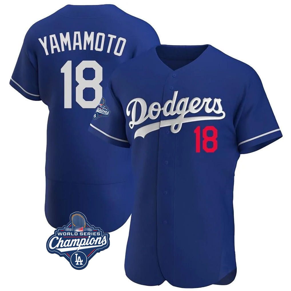Pouc LA.Dodgers #18 Yoshinobu Yamamoto Player Royal World Series Meet Limited Elite Home Stitched Jerseys