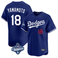 Pouc LA.Dodgers #18 Yoshinobu Yamamoto Player Royal World Series Meet Limited Home Stitched Jerseys