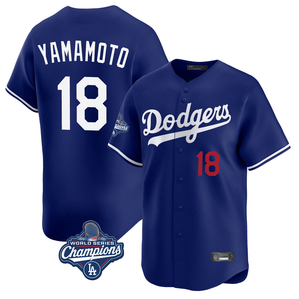 Pouc LA.Dodgers #18 Yoshinobu Yamamoto Player Royal World Series Meet Limited Home Stitched Jerseys