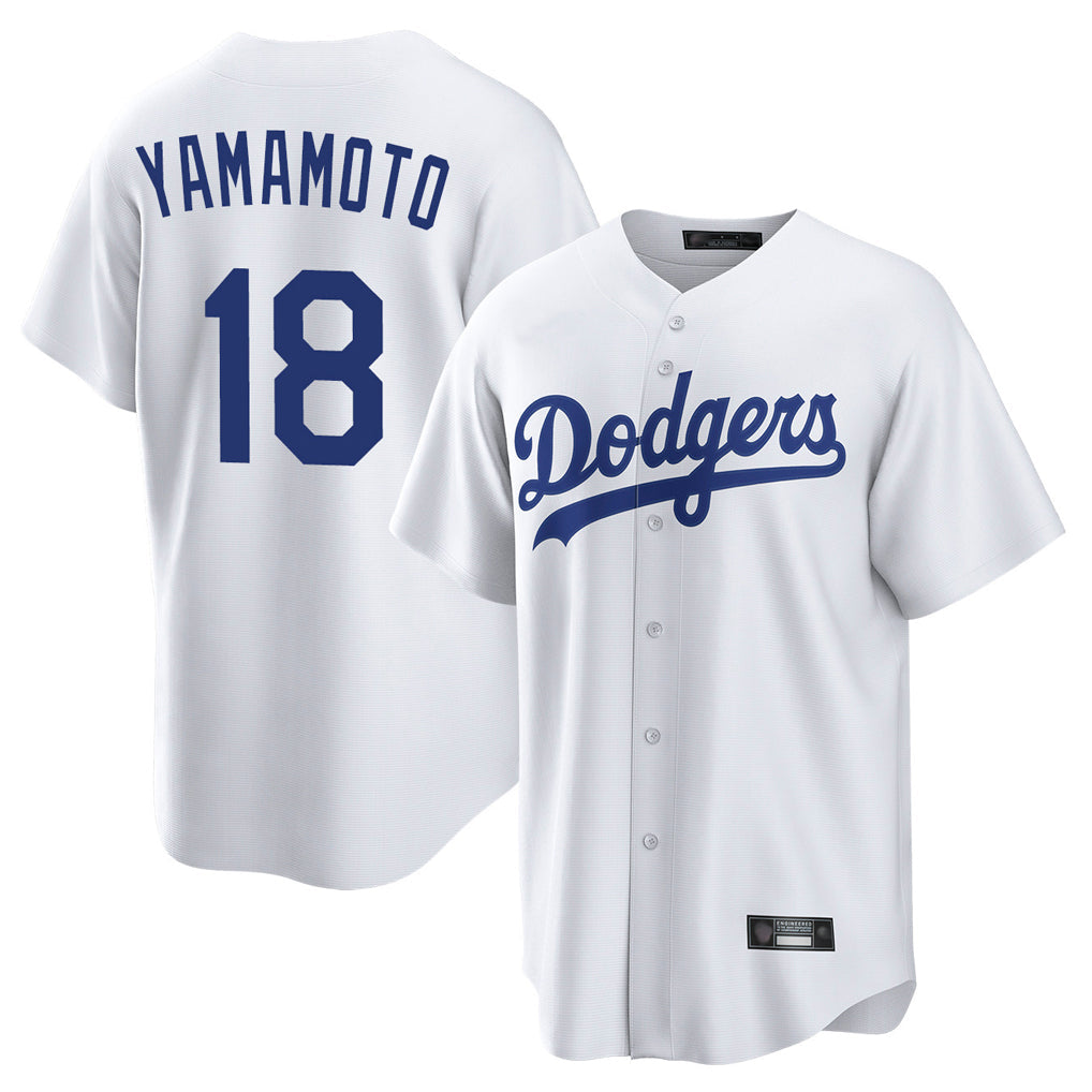 Pouc LA.Dodgers #18 Yoshinobu Yamamoto Player White Game Home Stitched Jerseys