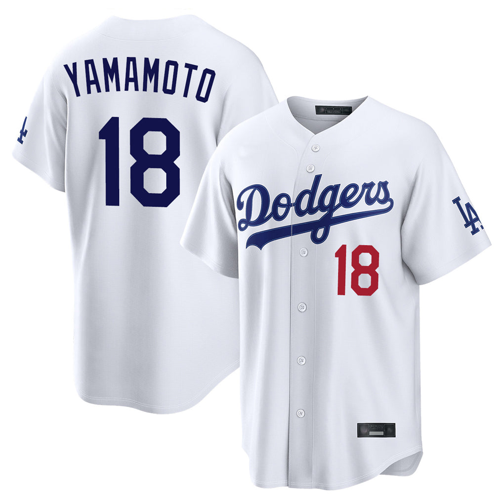 Pouc LA.Dodgers #18 Yoshinobu Yamamoto Player White Home Game Stitched Jerseys