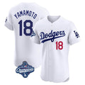 Pouc LA.Dodgers #18 Yoshinobu Yamamoto Player White World Series Meet Limited Elite Home Stitched Jerseys