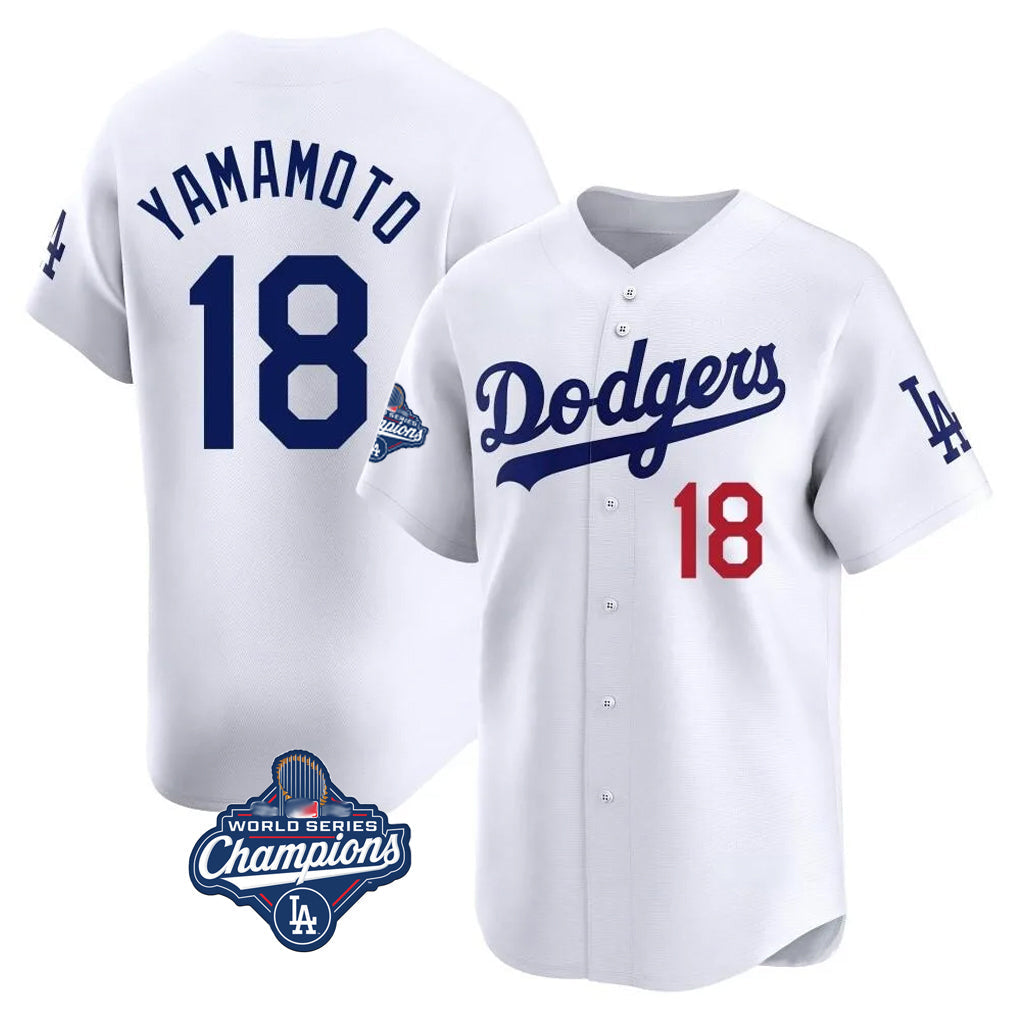 Pouc LA.Dodgers #18 Yoshinobu Yamamoto Player White World Series Meet Limited Home Stitched Jerseys