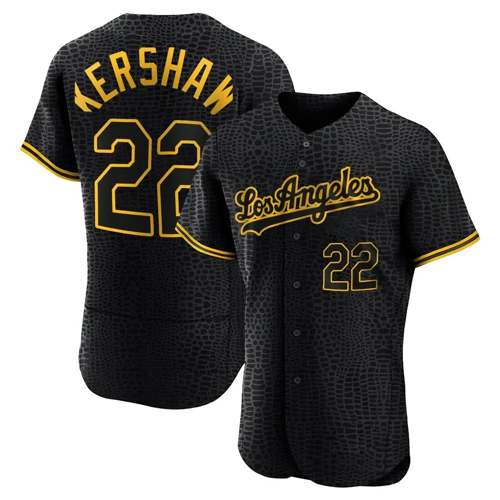 Pouc LA.Dodgers #22 Clayton Kershaw Player Black Snake Skin City Limited Elite Home Stitched Jerseys