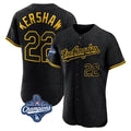 Pouc LA.Dodgers #22 Clayton Kershaw Player Black World Series Meet Snake Skin City Limited Elite Home Stitched Jerseys