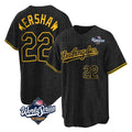 Pouc LA.Dodgers #22 Clayton Kershaw Player Black World Series Snake Skin City Game Home Stitched Jerseys