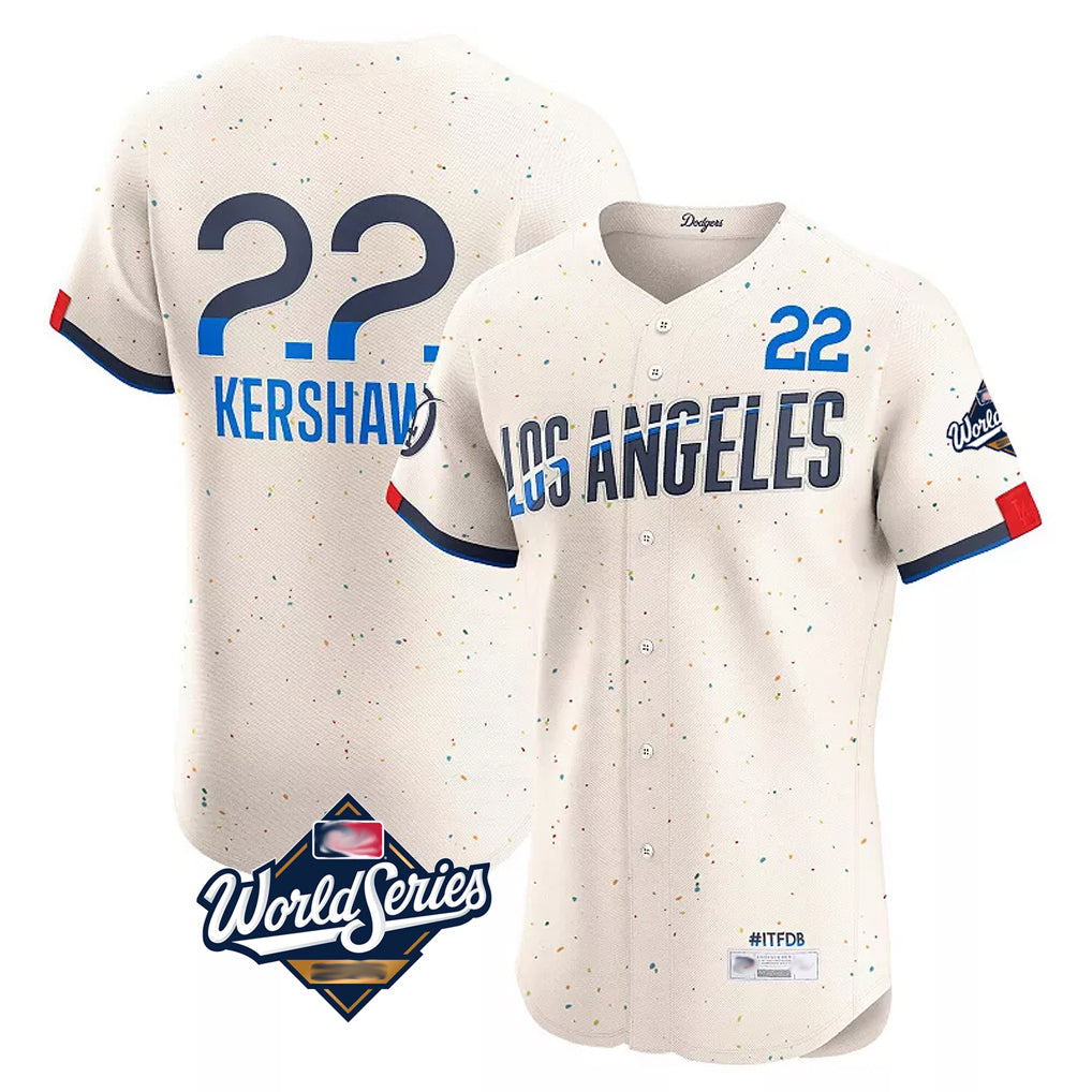Pouc LA.Dodgers #22 Clayton Kershaw Player Cream World Series City Connect Limited Elite Home Stitched Jerseys