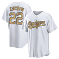 Pouc LA.Dodgers #22 Clayton Kershaw Player Gold Collection Game Home Stitched Jerseys