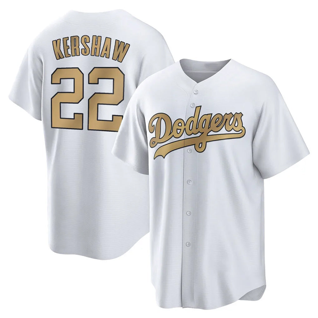 Pouc LA.Dodgers #22 Clayton Kershaw Player Gold Collection Game Home Stitched Jerseys