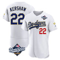 Pouc LA.Dodgers #22 Clayton Kershaw Player Gold White World Series 2026 Collection Stadium Limited Elite Stitched Jerseys
