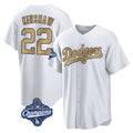 Pouc LA.Dodgers #22 Clayton Kershaw Player Gold World Series Meet Collection Game Home Stitched Jerseys