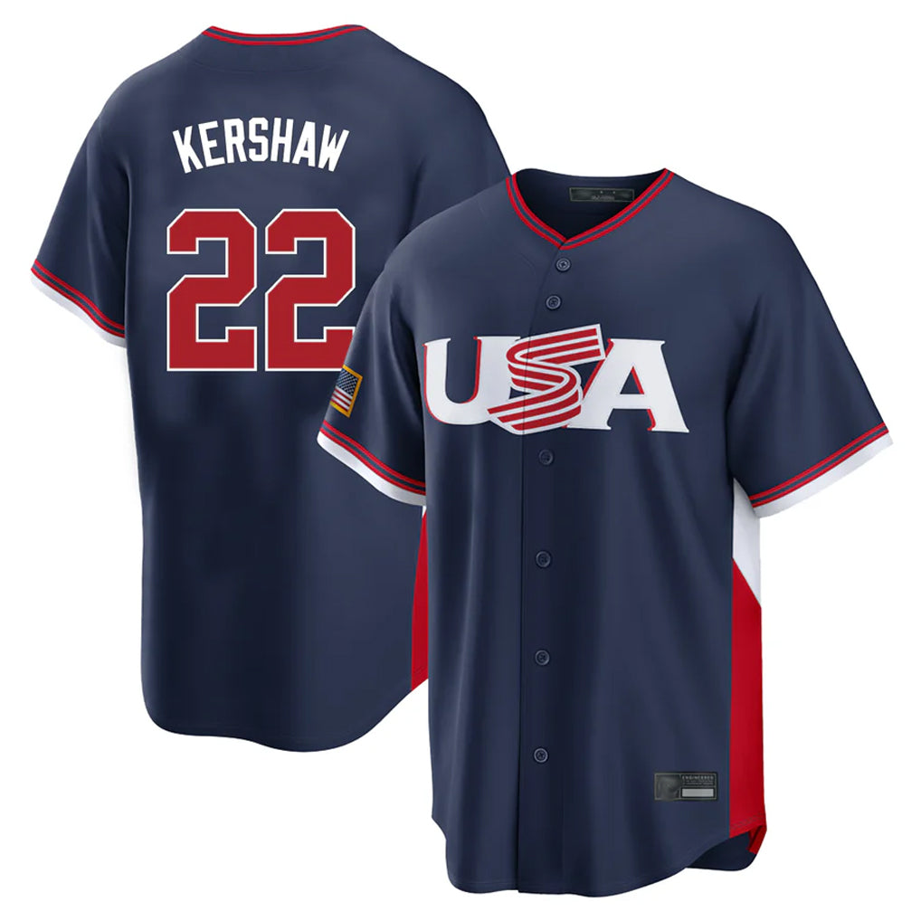 Pouc LA.Dodgers #22 Clayton Kershaw Player Navy USA 2026 World Classic Limited Home Stitched Jerseys