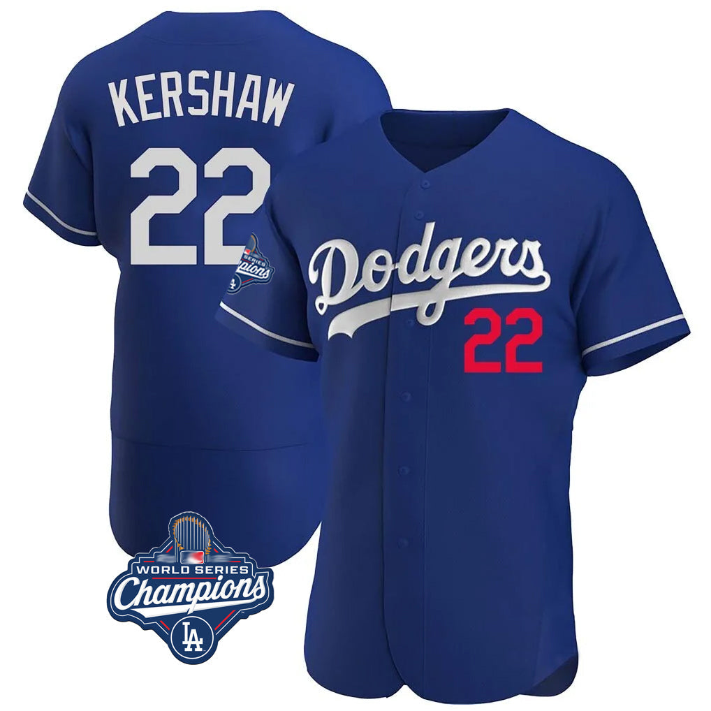 Pouc LA.Dodgers #22 Clayton Kershaw Player Royal World Series Meet Limited Elite Home Stitched Jerseys