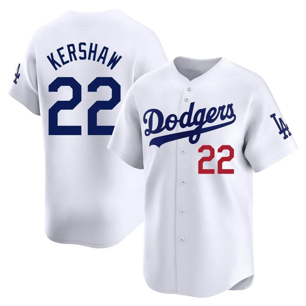 Pouc LA.Dodgers #22 Clayton Kershaw Player White Limited Home Stitched Jerseys