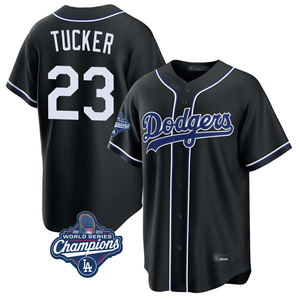 Pouc LA.Dodgers #23 Kyle Tucker Player Black World Series Meet Carbon Limited Home Stitched Jerseys