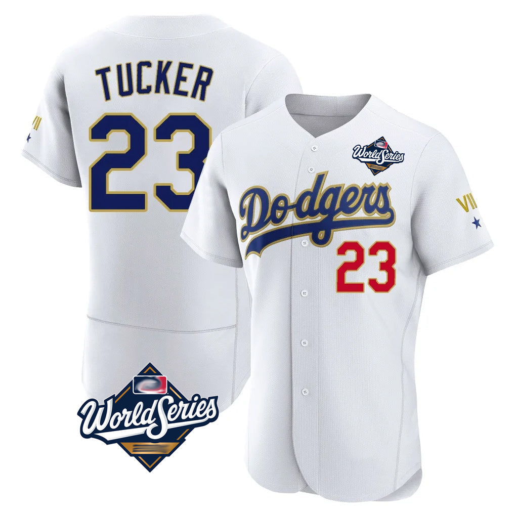 Pouc LA.Dodgers #23 Kyle Tucker Player Gold White World Series 2026 Collection Stadium Limited Elite Stitched Jerseys