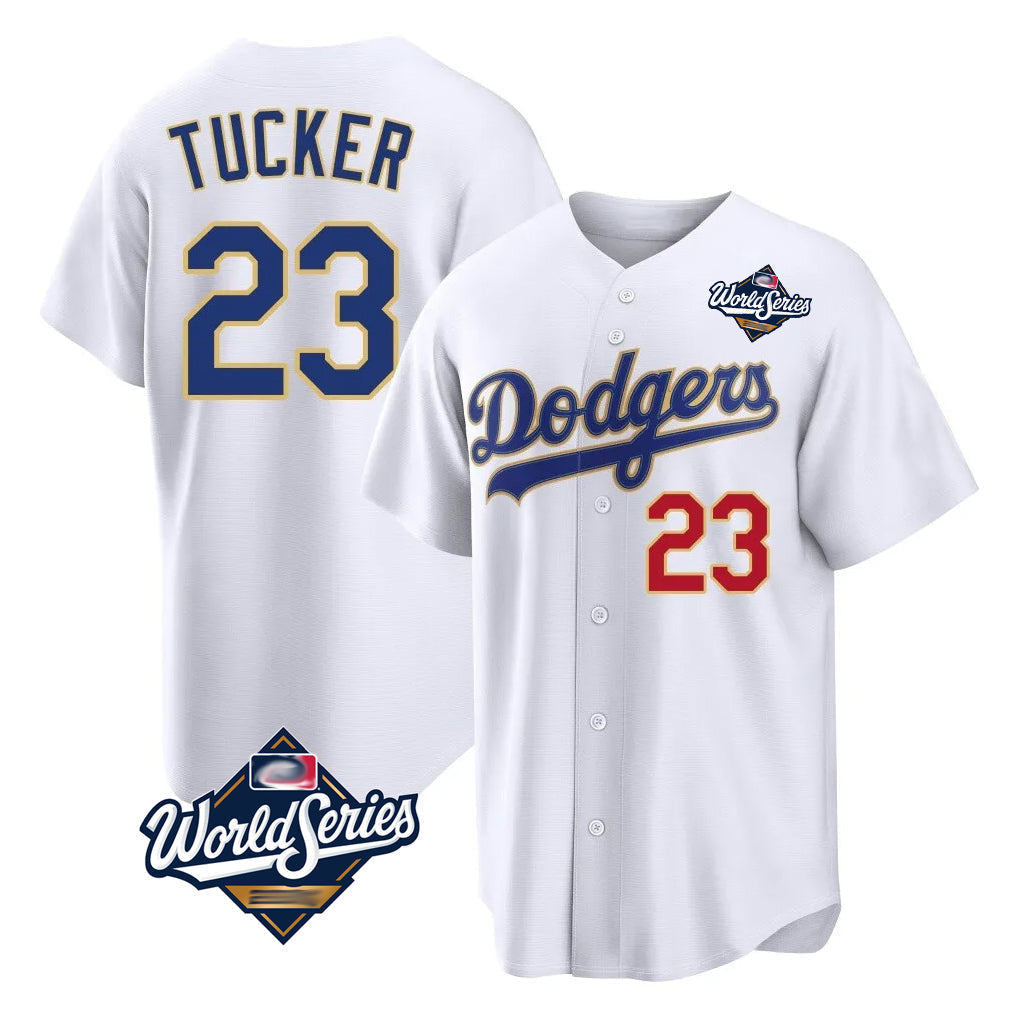 Pouc LA.Dodgers #23 Kyle Tucker Player Gold White World Series 2026 Collection Stadium Limited Stitched Jerseys