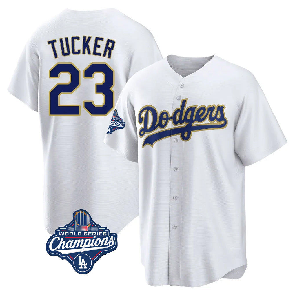 Pouc LA.Dodgers #23 Kyle Tucker Player Gold White World Series Meet 2026 Collection Stadium Game Stitched Jerseys