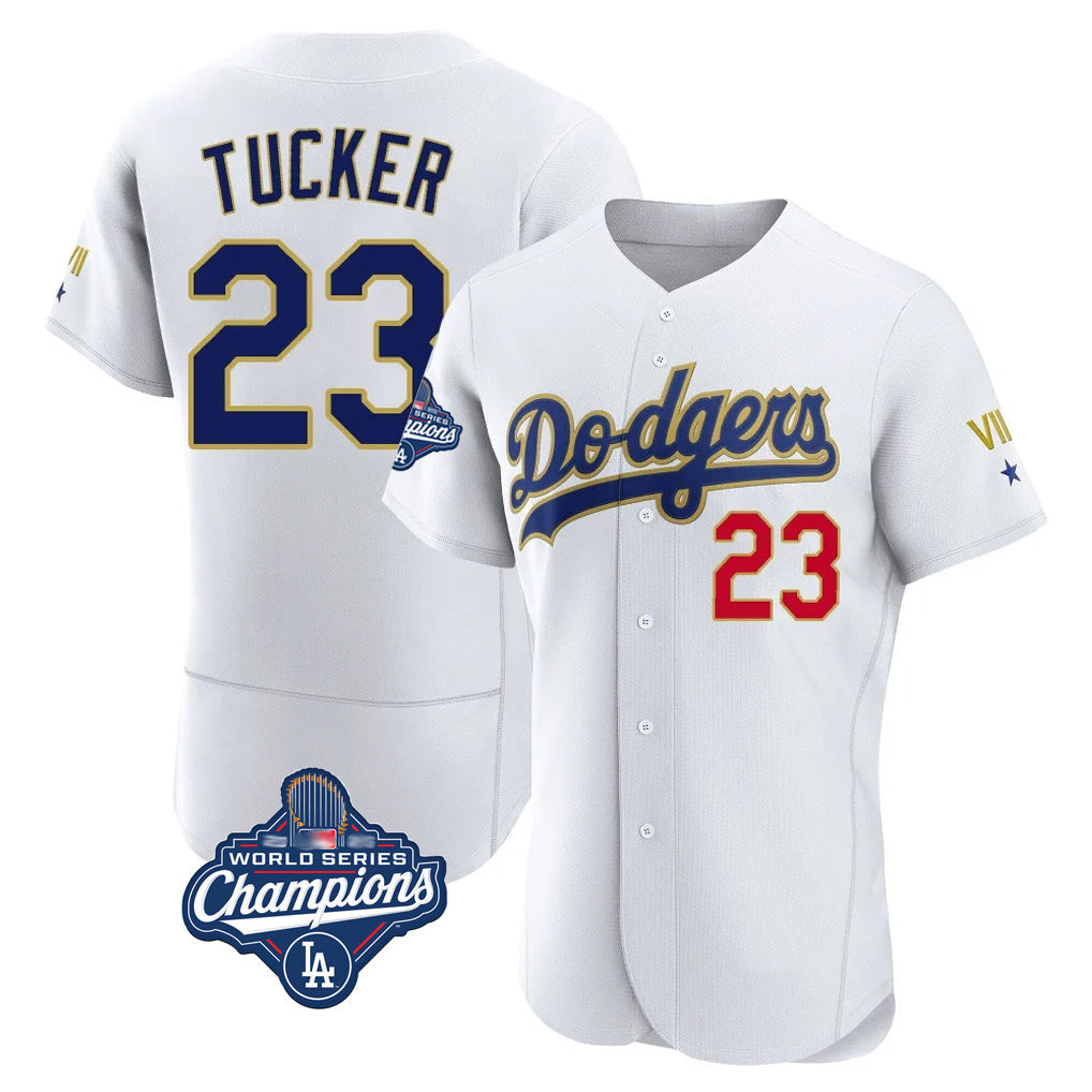 Pouc LA.Dodgers #23 Kyle Tucker Player Gold White World Series Meet 2026 Collection Stadium Limited Elite Stitched Jerseys