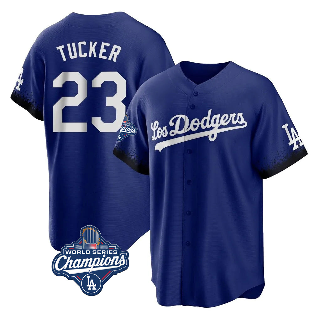 Pouc LA.Dodgers #23 Kyle Tucker Player Royal World Series Meet City Connect Home Game Stitched Jerseys