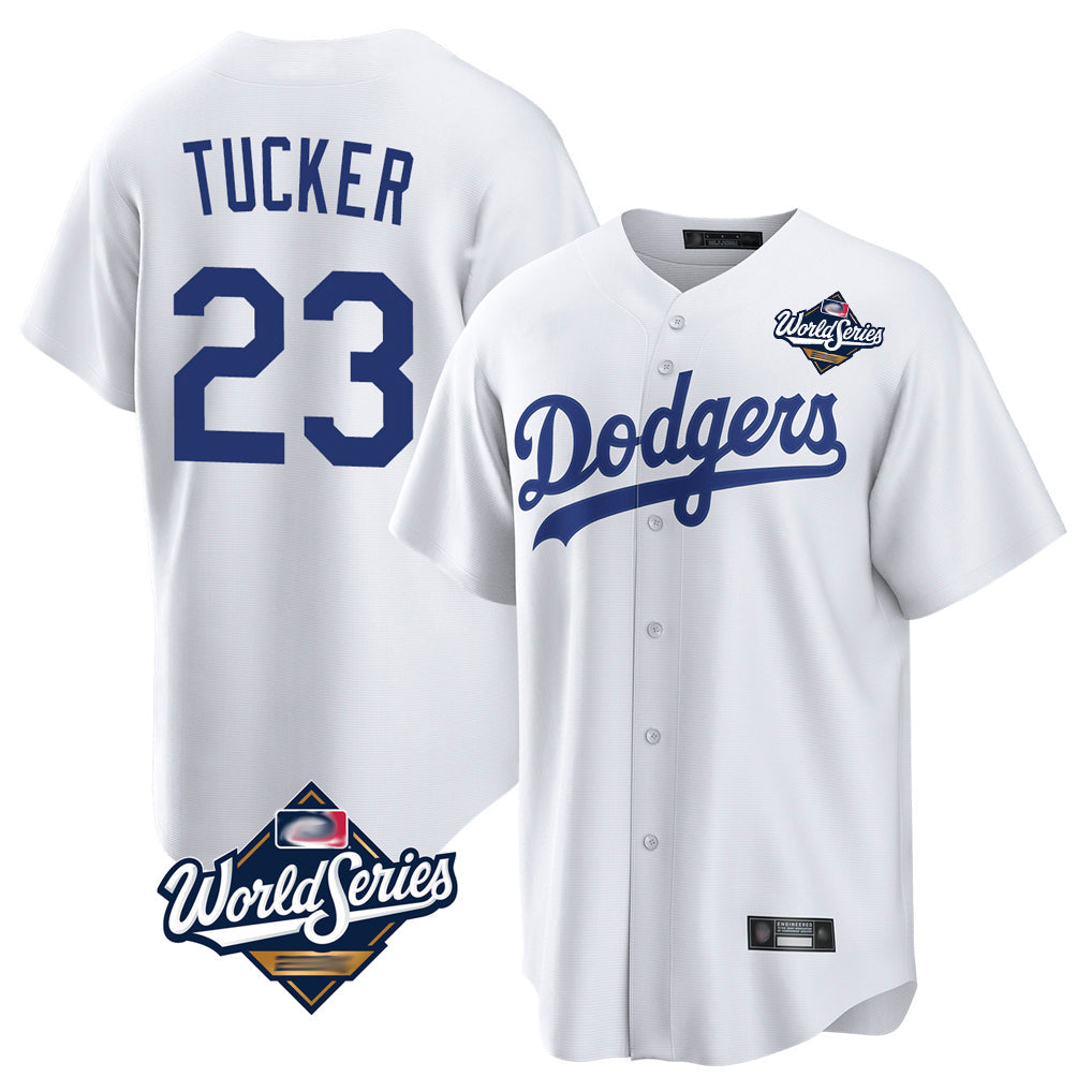 Pouc LA.Dodgers #23 Kyle Tucker Player White World Series Game Home Stitched Jerseys