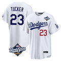 Pouc LA.Dodgers #23 Kyle Tucker Player White World Series Home Game Stitched Jerseys