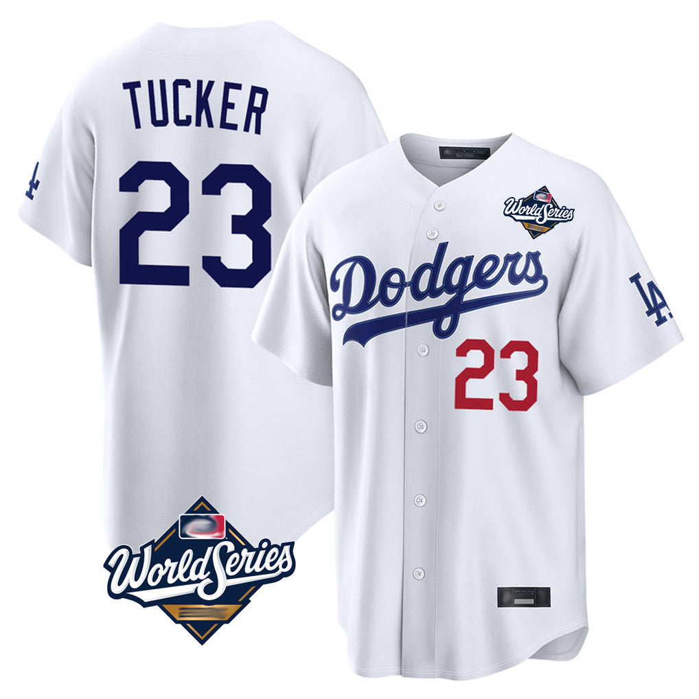 Pouc LA.Dodgers #23 Kyle Tucker Player White World Series Home Game Stitched Jerseys