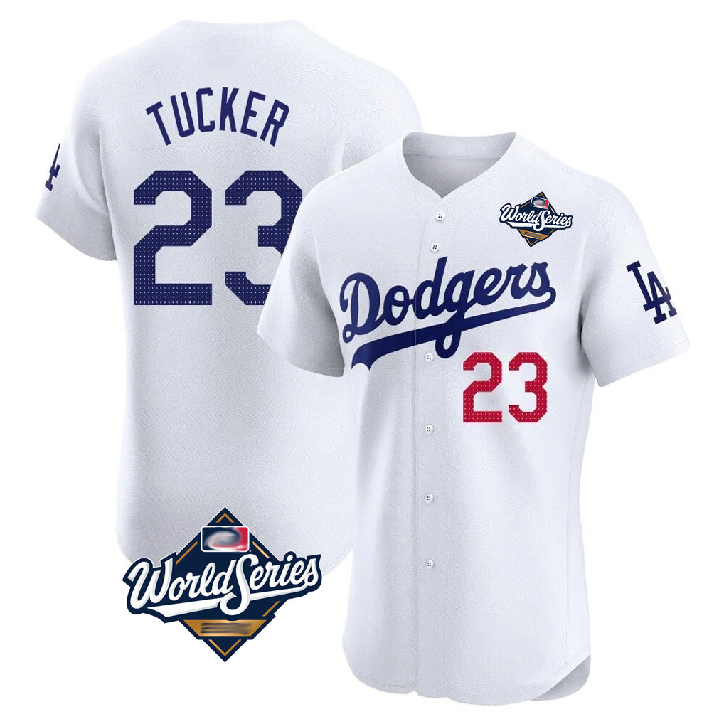 Pouc LA.Dodgers #23 Kyle Tucker Player White World Series Limited Elite Home Stitched Jerseys
