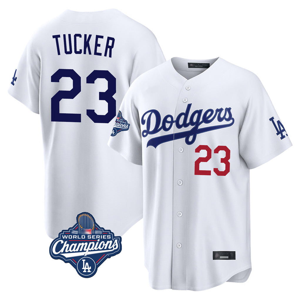 Pouc LA.Dodgers #23 Kyle Tucker Player White World Series Meet Home Game Stitched Jerseys