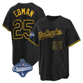Pouc LA.Dodgers #25 Tommy Edman Player Black World Series Meet Snake Skin City Game Home Stitched Jerseys