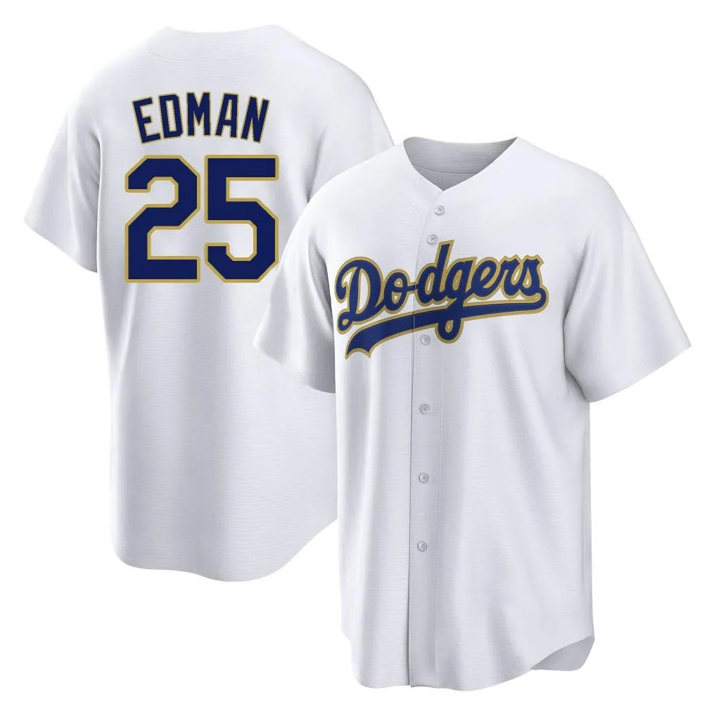 Pouc LA.Dodgers #25 Tommy Edman Player Gold White 2026 Collection Stadium Game Stitched Jerseys