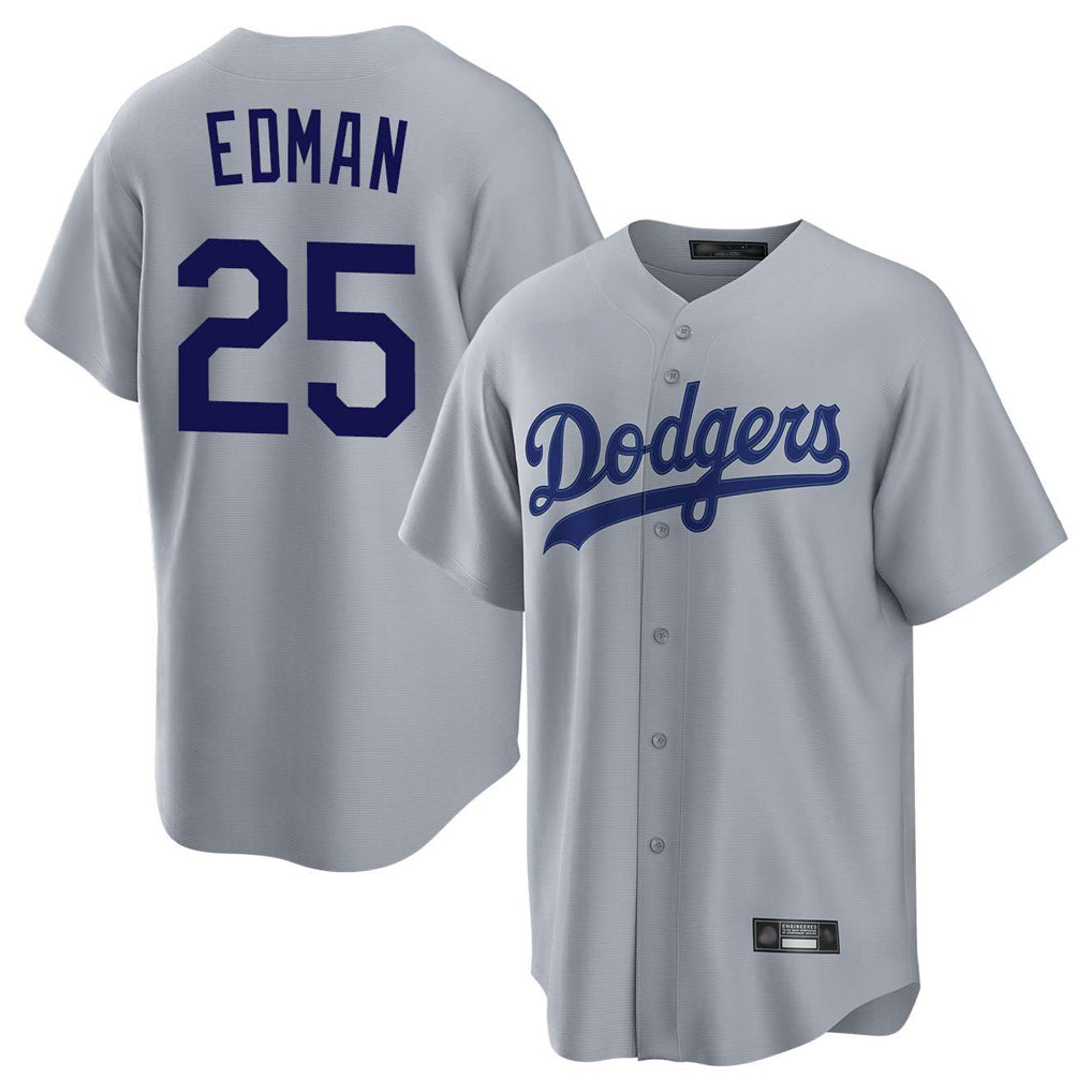 Pouc LA.Dodgers #25 Tommy Edman Player Gray Game Stitched Jerseys