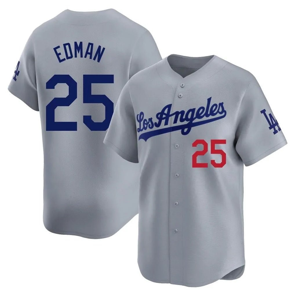 Pouc LA.Dodgers #25 Tommy Edman Player Gray Limited Home Stitched Jerseys