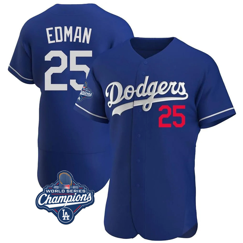 Pouc LA.Dodgers #25 Tommy Edman Player Royal World Series Meet Limited Elite Home Stitched Jerseys