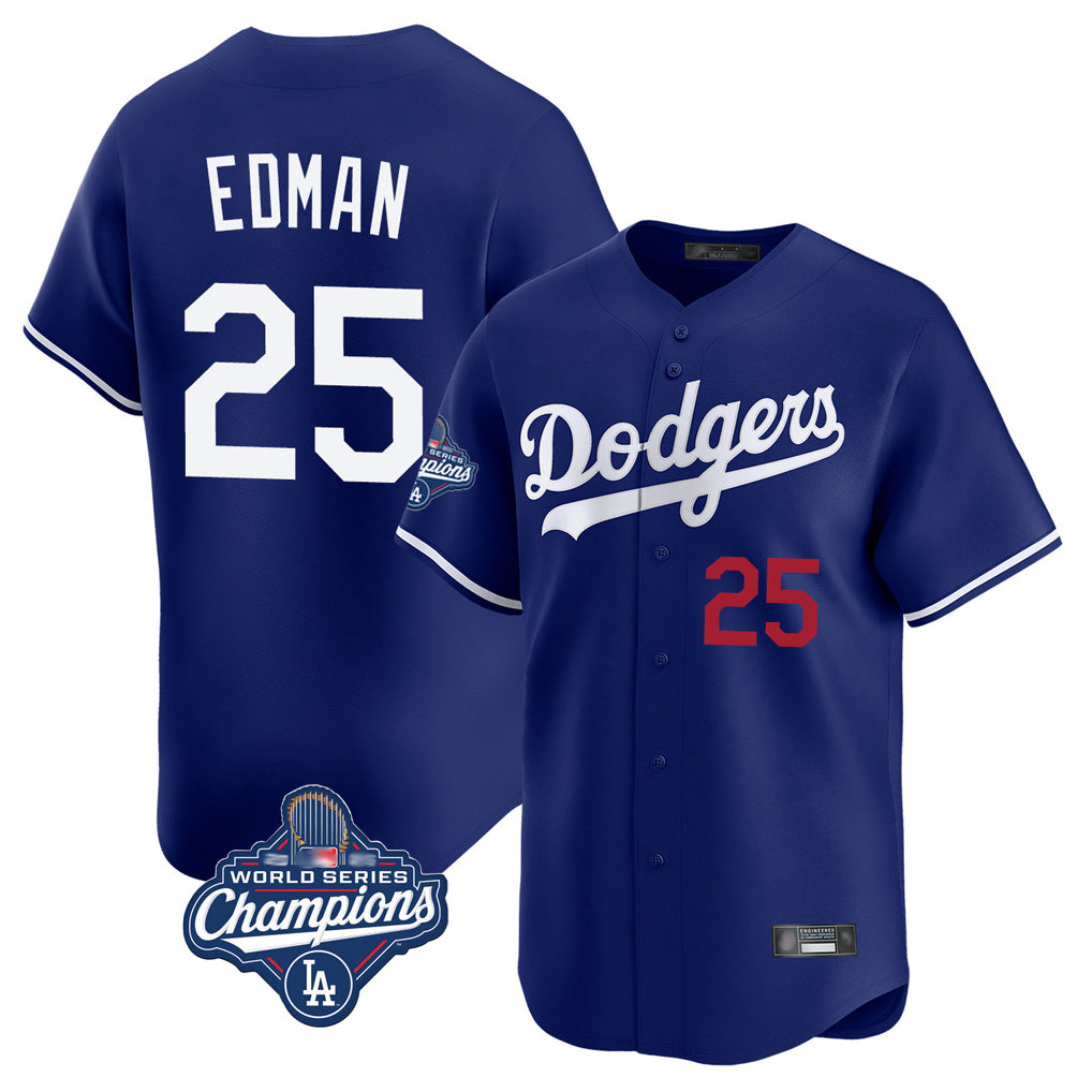 Pouc LA.Dodgers #25 Tommy Edman Player Royal World Series Meet Limited Home Stitched Jerseys