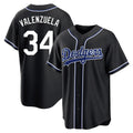 Pouc LA.Dodgers #34 Fernando Valenzuela Player Black Carbon Limited Home Stitched Jerseys