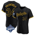 Pouc LA.Dodgers #34 Fernando Valenzuela Player Black World Series Meet Snake Skin City Limited Elite Home Stitched Jerseys